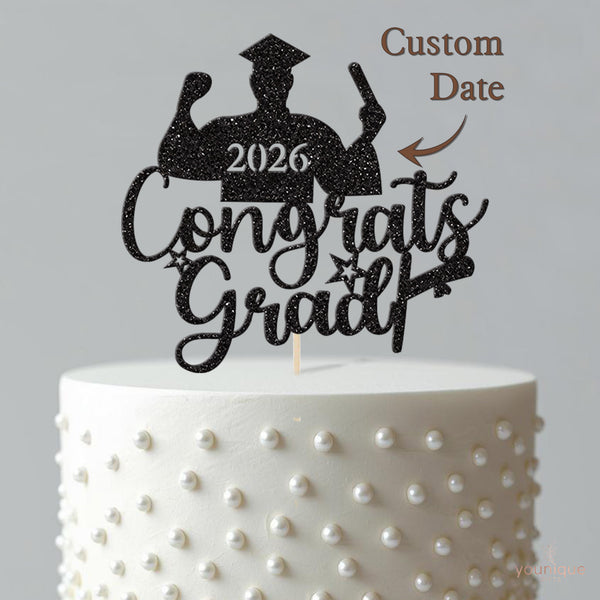 Personalised Congrats Grad Cake Topper with Graduation Year - view 4