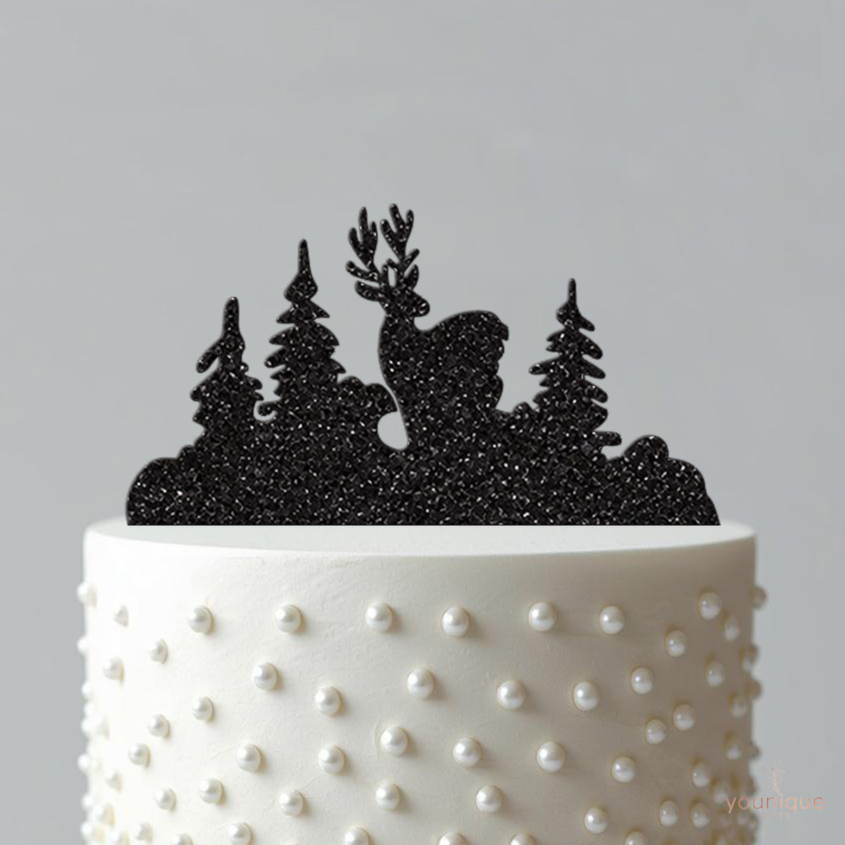 Woodland Stag and Pine Trees Cake Topper - view 4