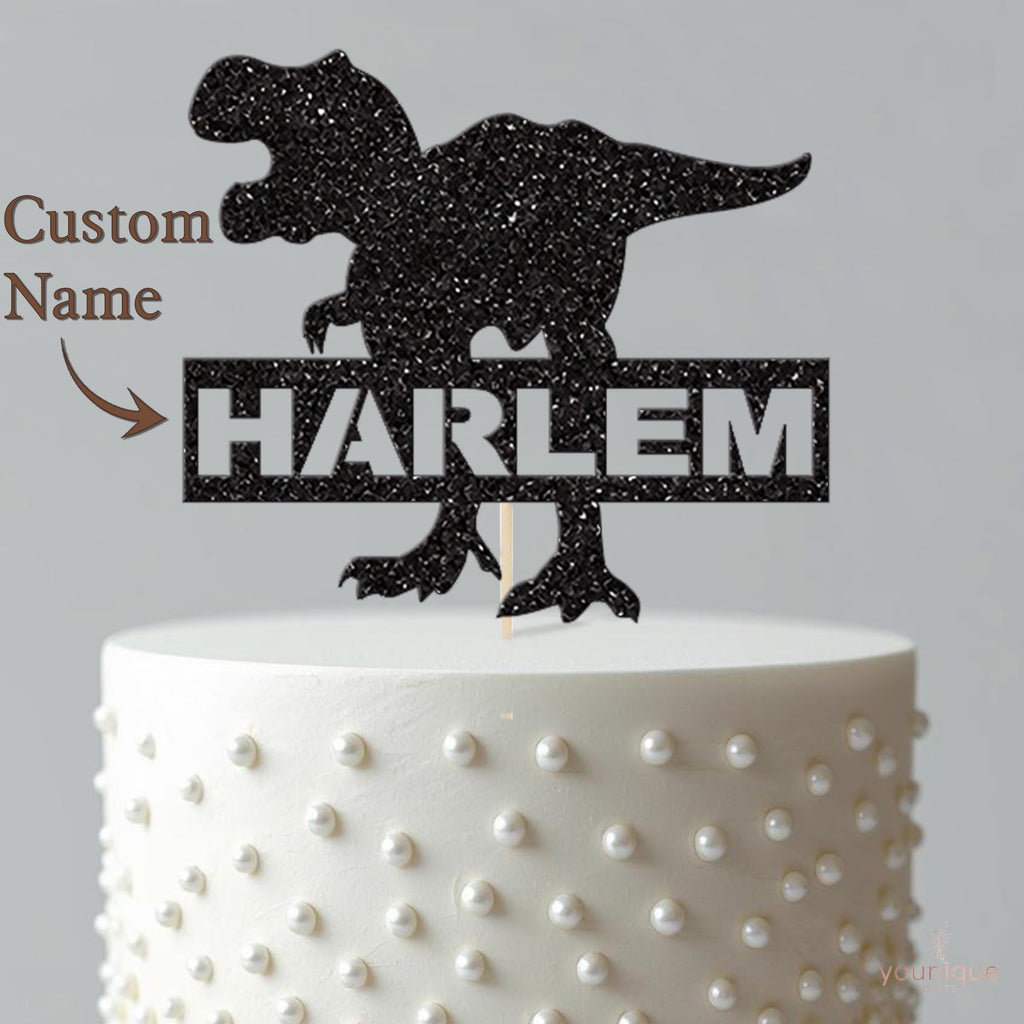 Personalised Roaring Dinosaur Cake Topper with Name - view 4