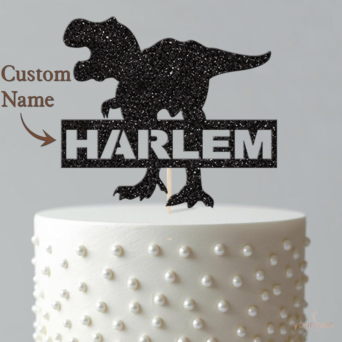 Personalised Roaring Dinosaur Cake Topper with Name - view 4