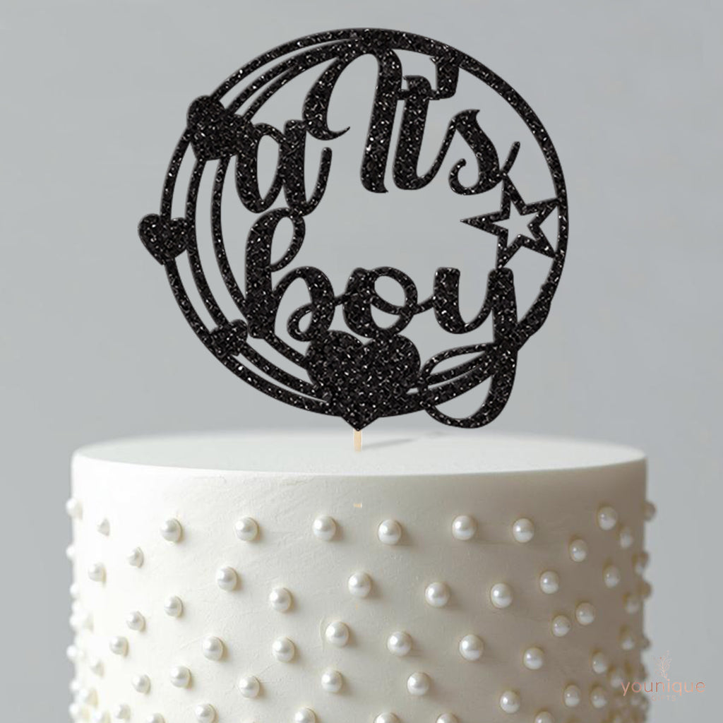 It Is a Boy Circle Baby Shower Cake Topper - view 4