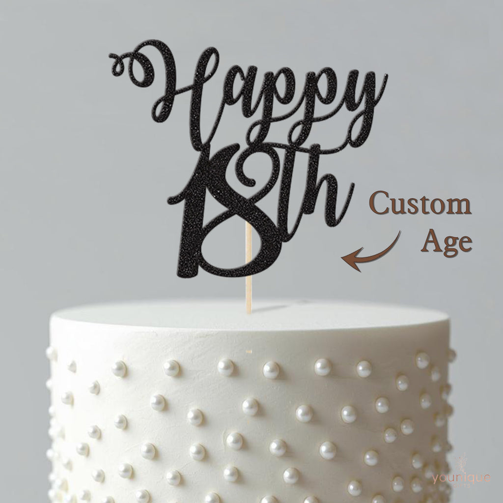 Personalised Curly Script Cake Topper – Age - view 4