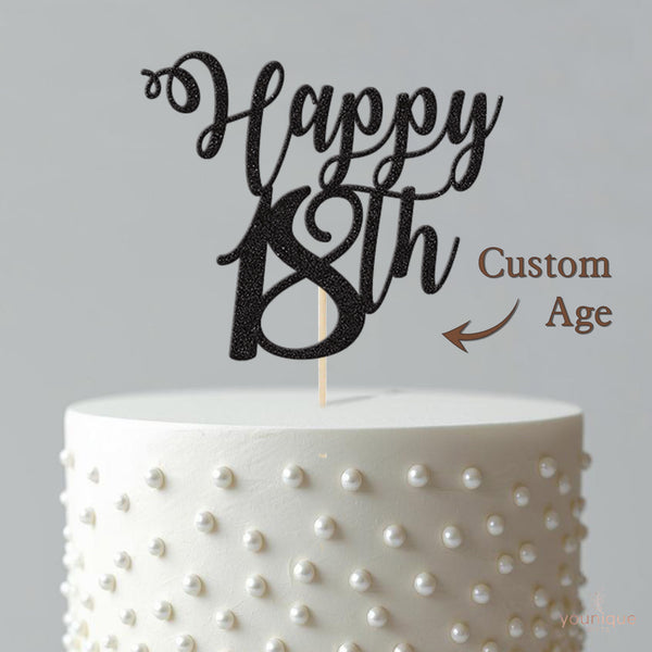Personalised Curly Script Cake Topper – Age - view 4