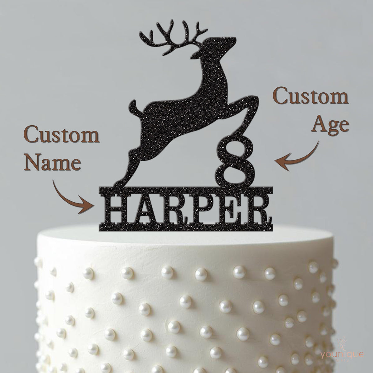 Personalised Reindeer Birthday Cake Topper Any Age and Name - view 4
