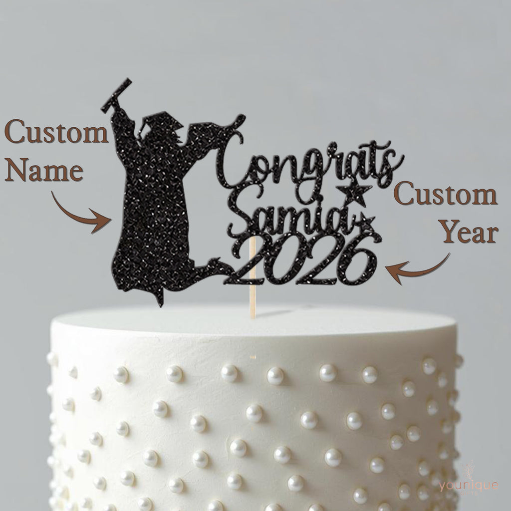 Personalised Graduation Congratulations Cake Topper with Name and Year - view 4
