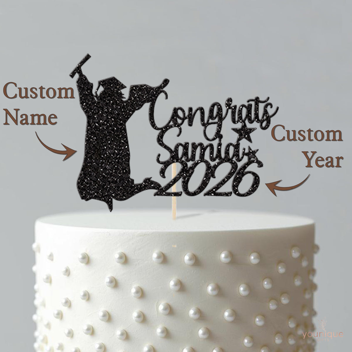 Personalised Graduation Congratulations Cake Topper with Name and Year - view 4