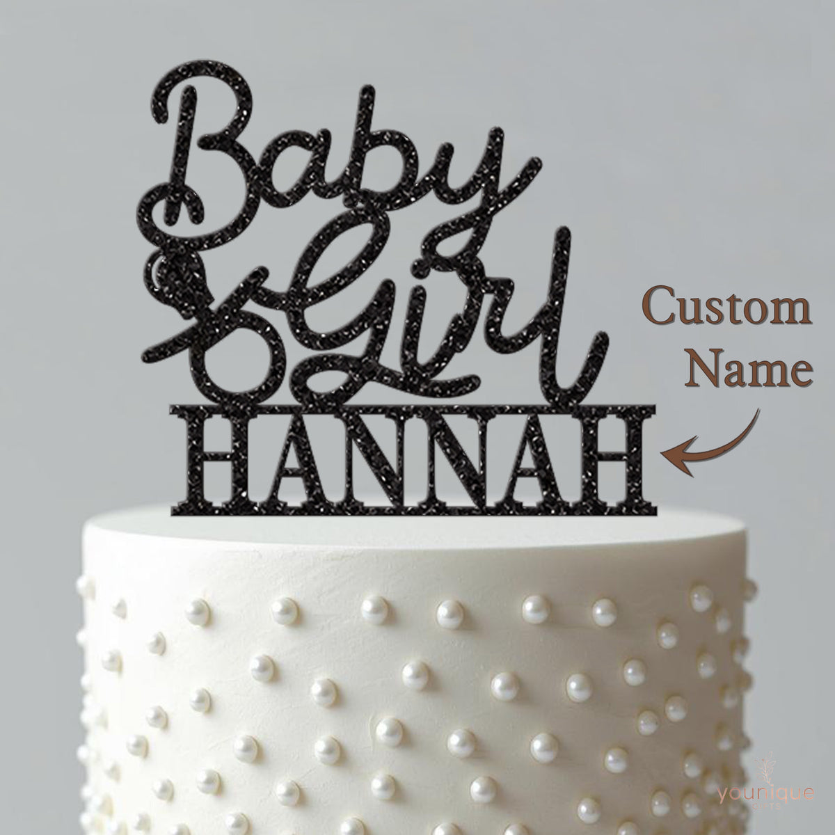 Personalised Baby Girl Cake Topper with Name - view 4