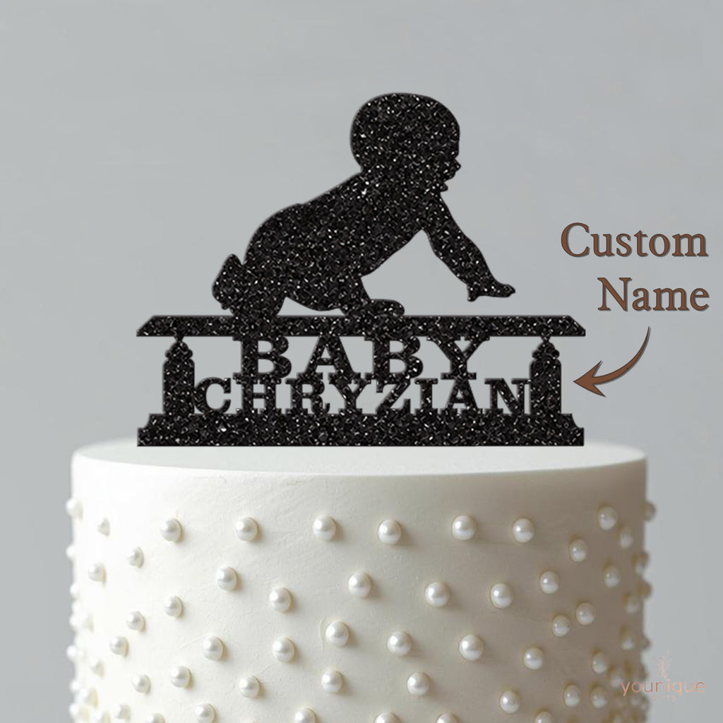 Personalised Crawling Baby Cake Topper with Name - view 4