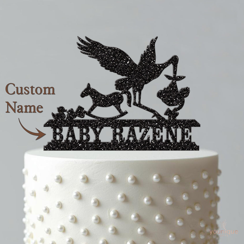 Personalised Stork Baby Shower Cake Topper with Name - view 4