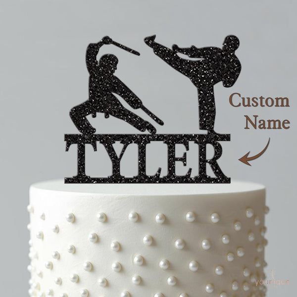 Personalised Martial Arts Cake Topper with Name - view 4