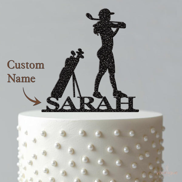 Personalised Female Golfer Cake Topper with Name - view 4
