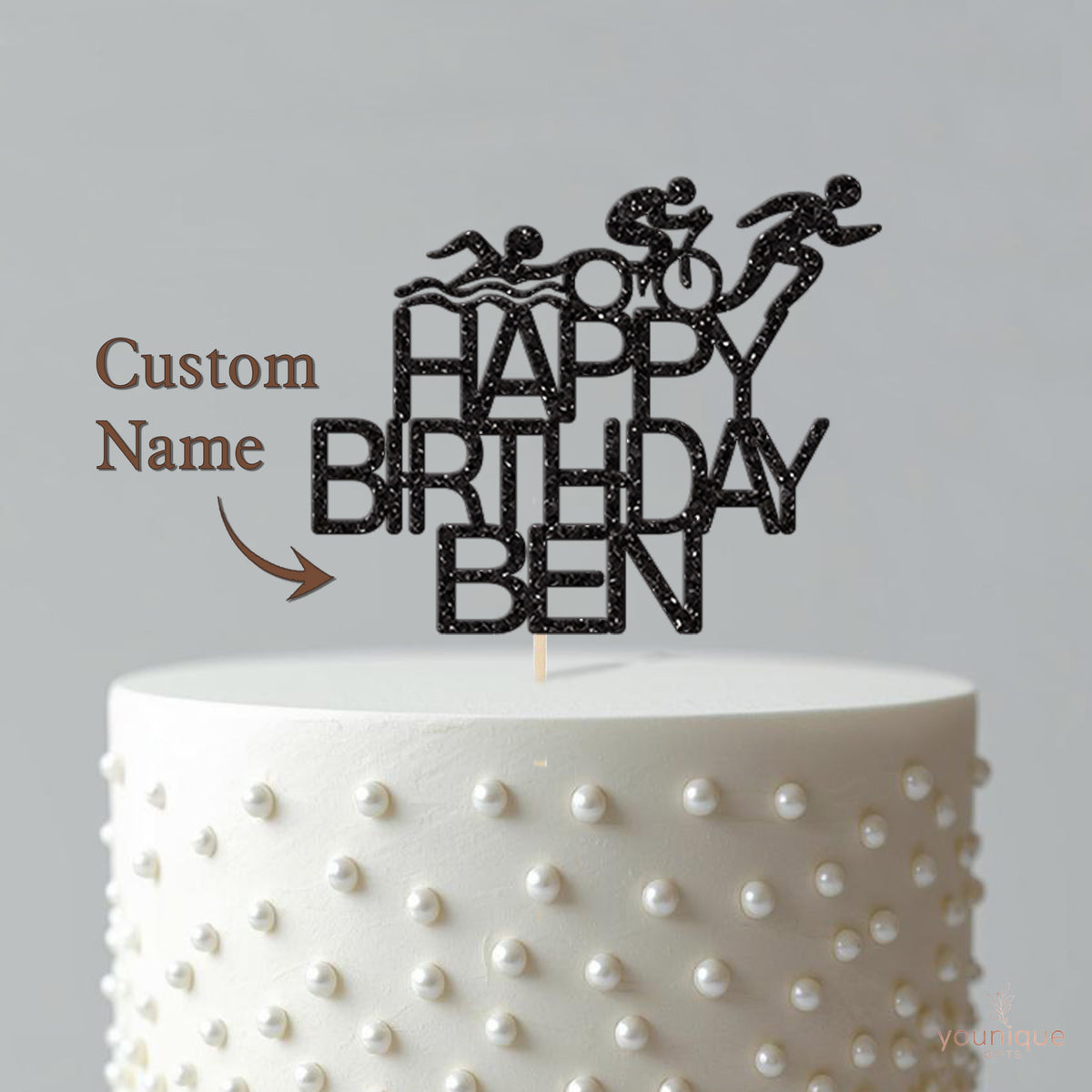 Personalised Triathlon Birthday Cake Topper with Name - view 4
