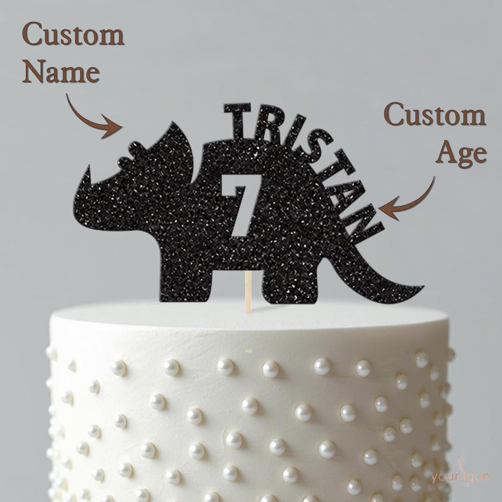 Personalised Horned Dinosaur Birthday Cake Topper Any Age and Name - view 4