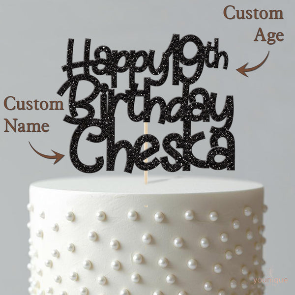 Personalised Rounded Script Birthday Cake Topper Any Age and Name - view 4