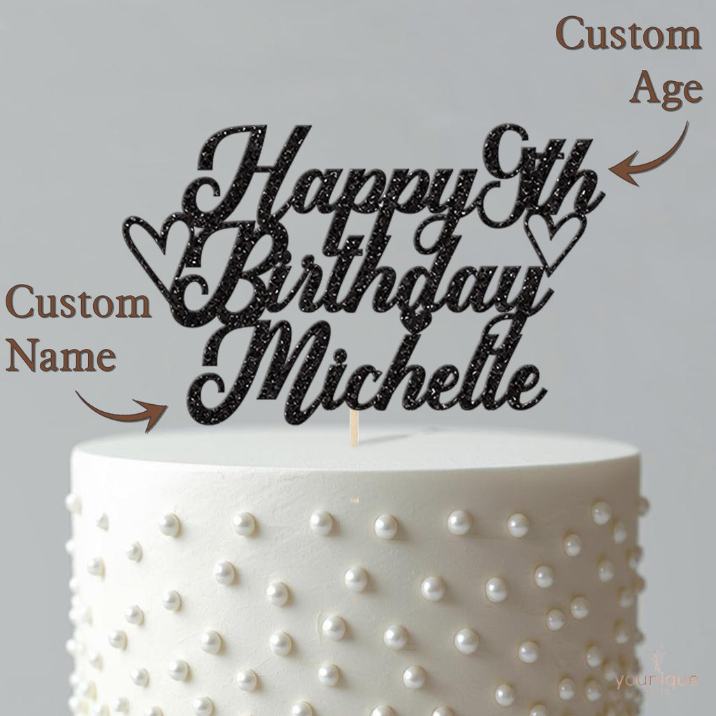 Personalised Hearts Birthday Cake Topper Any Age and Name - view 4