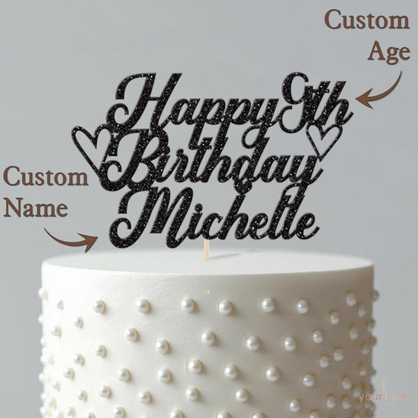 Personalised Hearts Birthday Cake Topper Any Age and Name - view 4