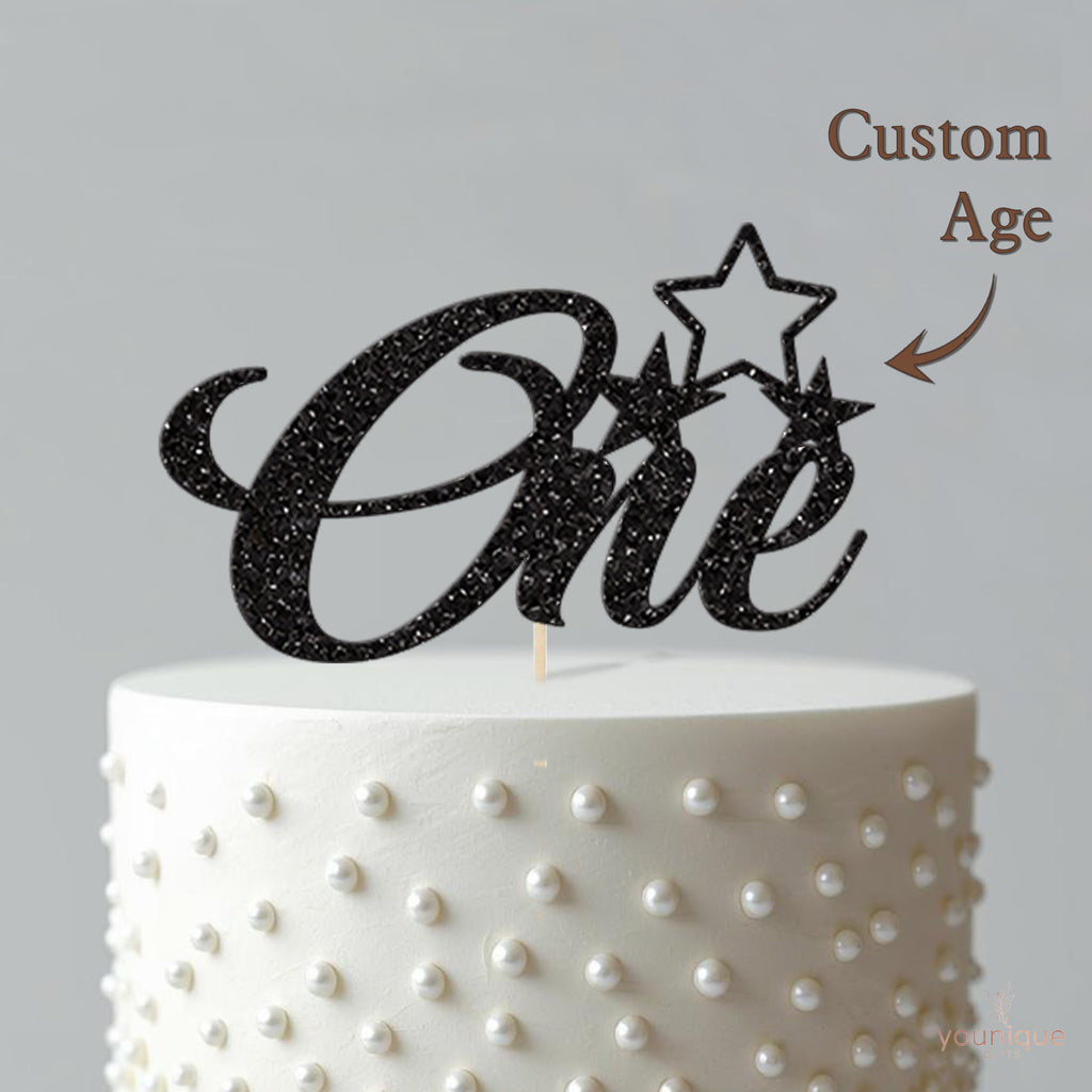 One Script and Stars First Birthday Cake Topper - view 4
