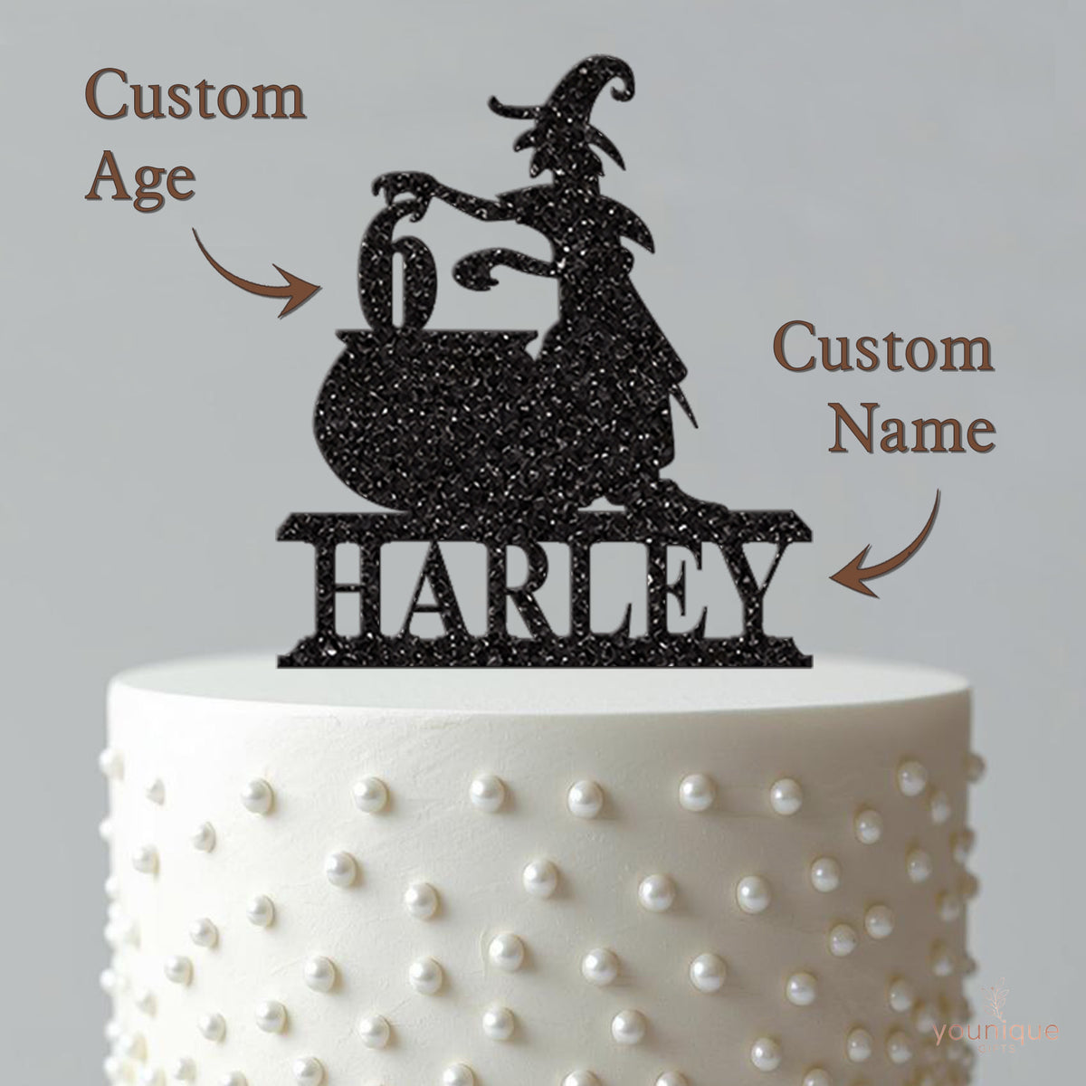 Personalised Witch and Cauldron Birthday Cake Topper Any Age and Name - view 4