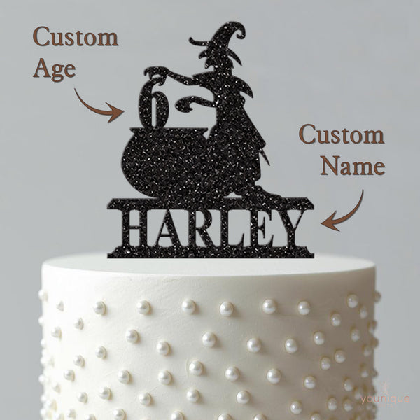 Personalised Witch and Cauldron Birthday Cake Topper Any Age and Name - view 4