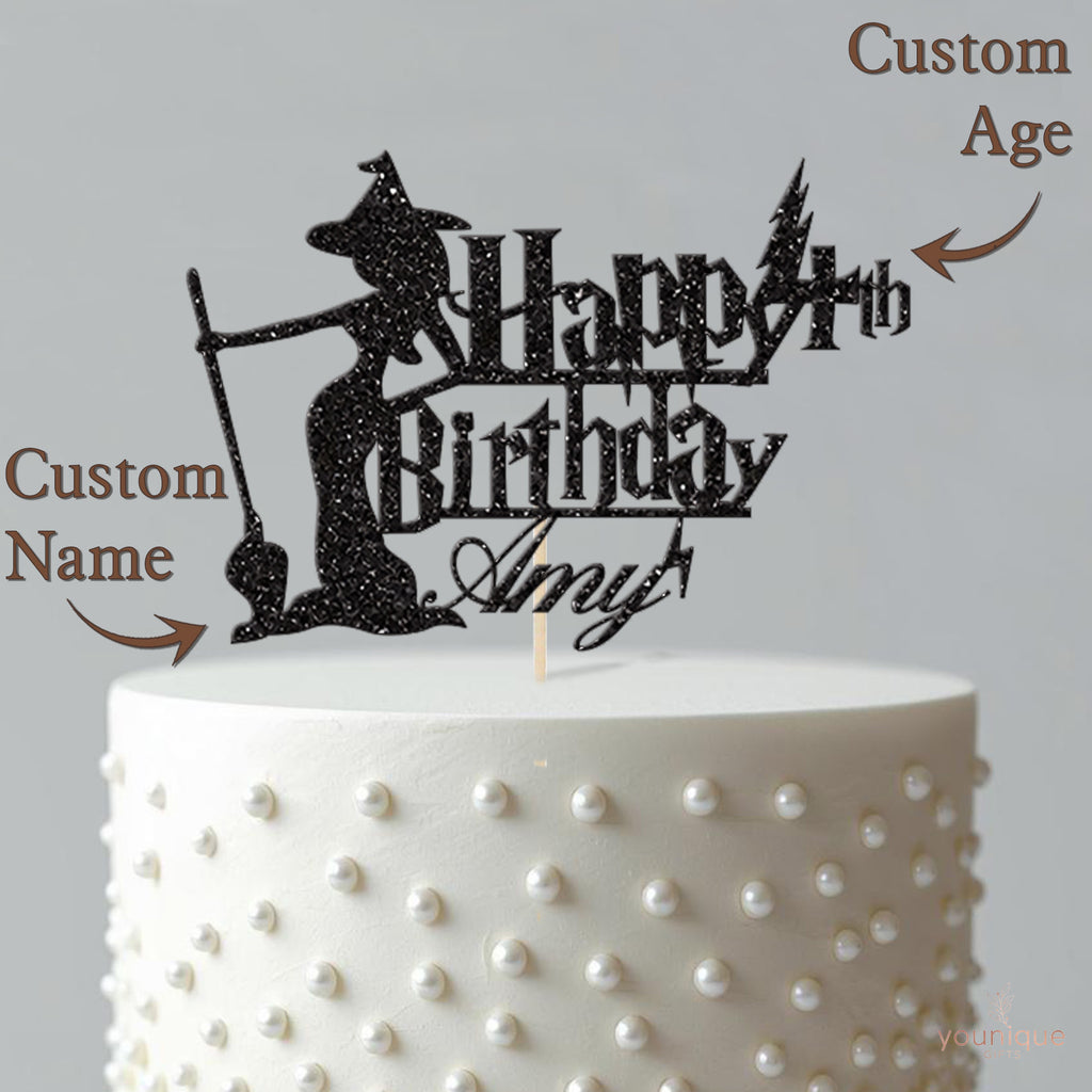 Personalised Standing Witch Cake Topper – Name & Age - view 4