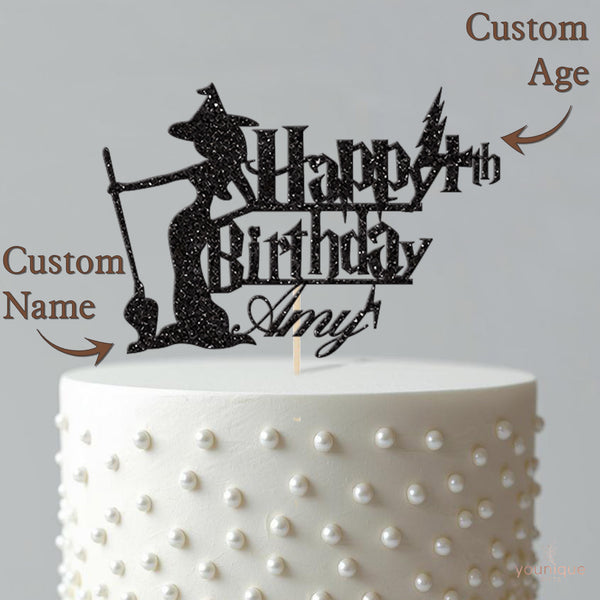 Personalised Standing Witch Cake Topper – Name & Age - view 4