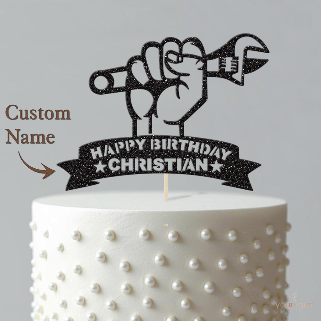 Personalised Mechanic Birthday Cake Topper with Name - view 4