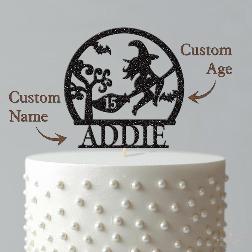 Personalised Halloween Witch Birthday Cake Topper Any Age and Name - view 4