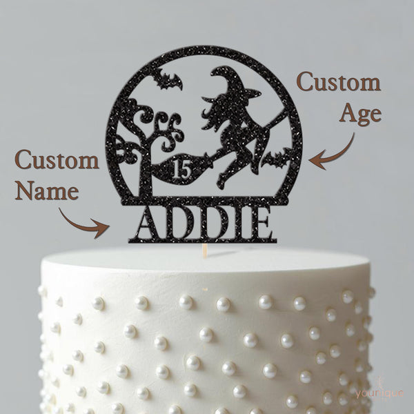 Personalised Halloween Witch Birthday Cake Topper Any Age and Name - view 4
