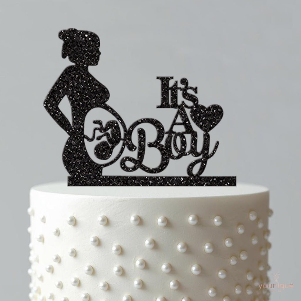 It Is a Boy Expecting Mother Baby Shower Cake Topper - view 4