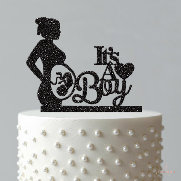 It Is a Boy Expecting Mother Baby Shower Cake Topper - view 4