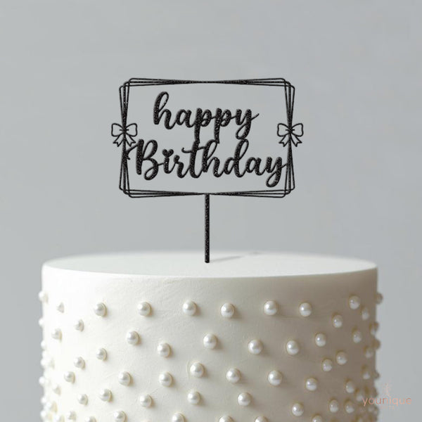 Happy Birthday Ribbon Frame Cake Topper - view 4
