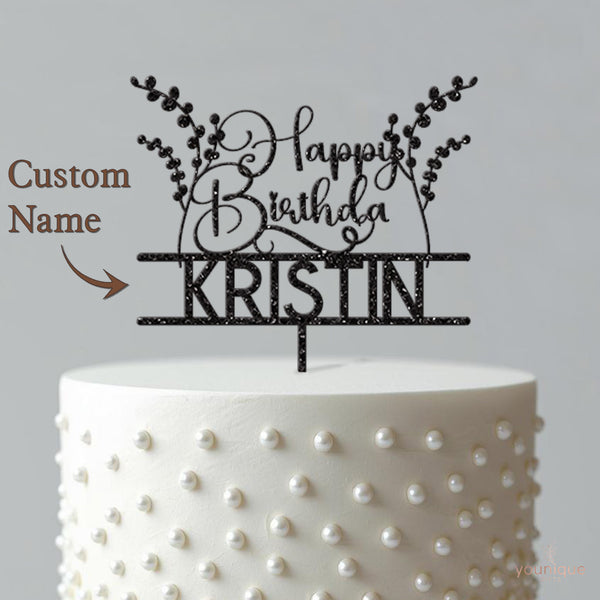Personalised Botanical Birthday Cake Topper with Name - view 4