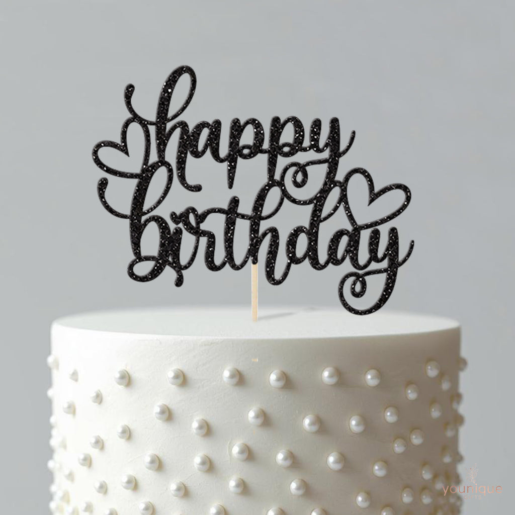 Happy Birthday Flowing Hearts Cake Topper - view 4