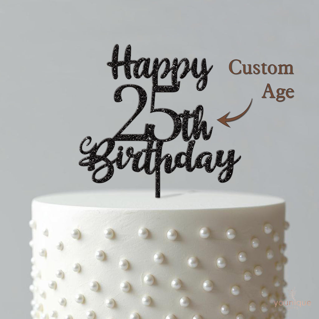 Happy 25th Birthday Script Cake Topper - view 4