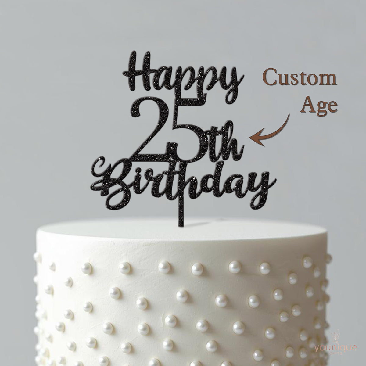 Happy 25th Birthday Script Cake Topper - view 4