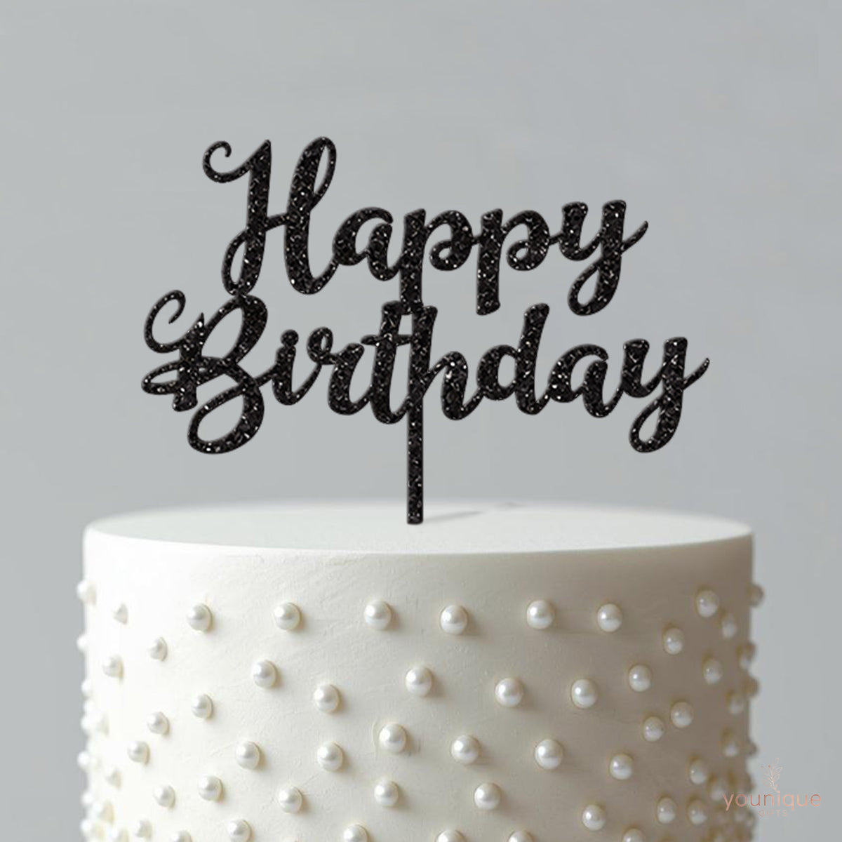 Happy Birthday Flourish Script Cake Topper - view 4