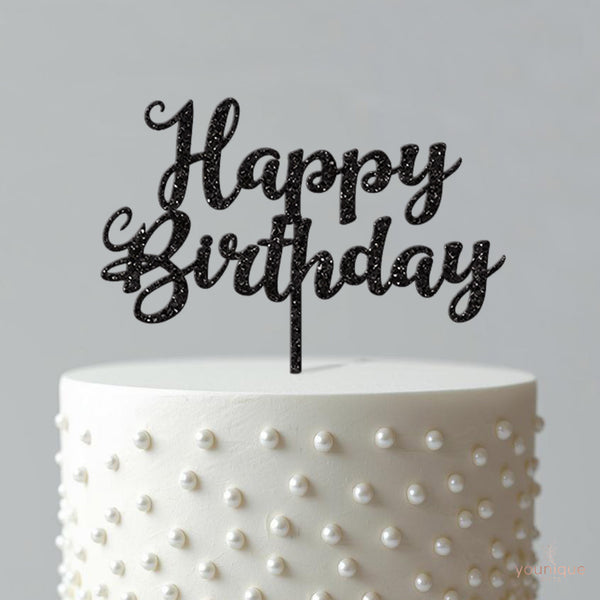 Happy Birthday Flourish Script Cake Topper - view 4