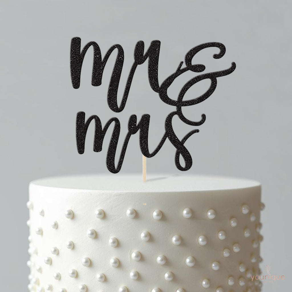 Mr & Mrs Stacked Script Wedding Cake Topper - view 4