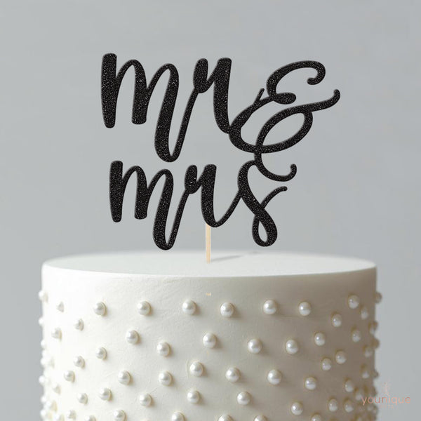 Mr & Mrs Stacked Script Wedding Cake Topper - view 4