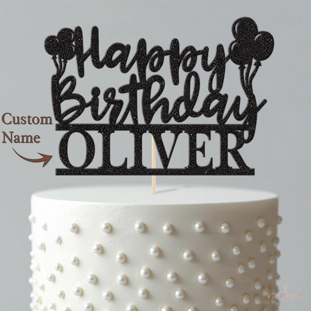 Personalised Birthday Balloon Bunches Cake Topper – Name - view 4