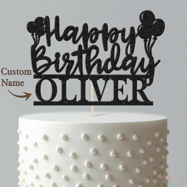 Personalised Birthday Balloon Bunches Cake Topper – Name - view 4