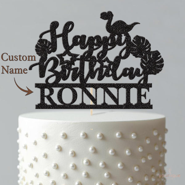 Personalised Dinosaur Jungle Birthday Cake Topper with Name - view 4