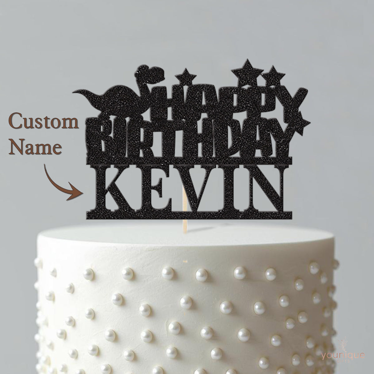 Personalised Dinosaur and Stars Birthday Cake Topper with Name - view 4