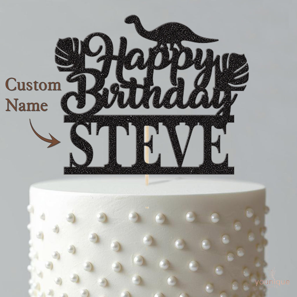 Personalised Long Neck Dinosaur Birthday Cake Topper with Name - view 4