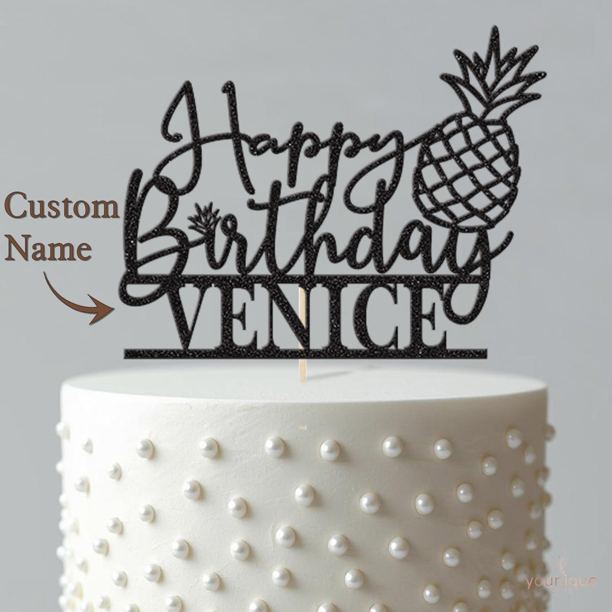 Personalised Pineapple Birthday Cake Topper with Name - view 4