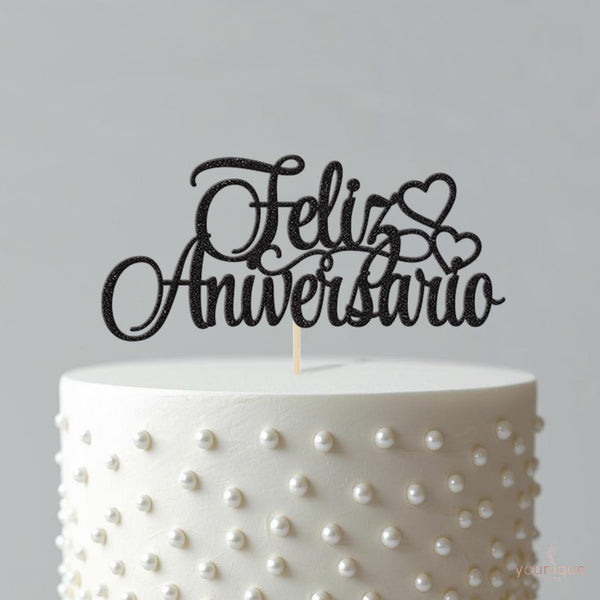 Feliz Aniversario Hearts Cake Topper - view 4