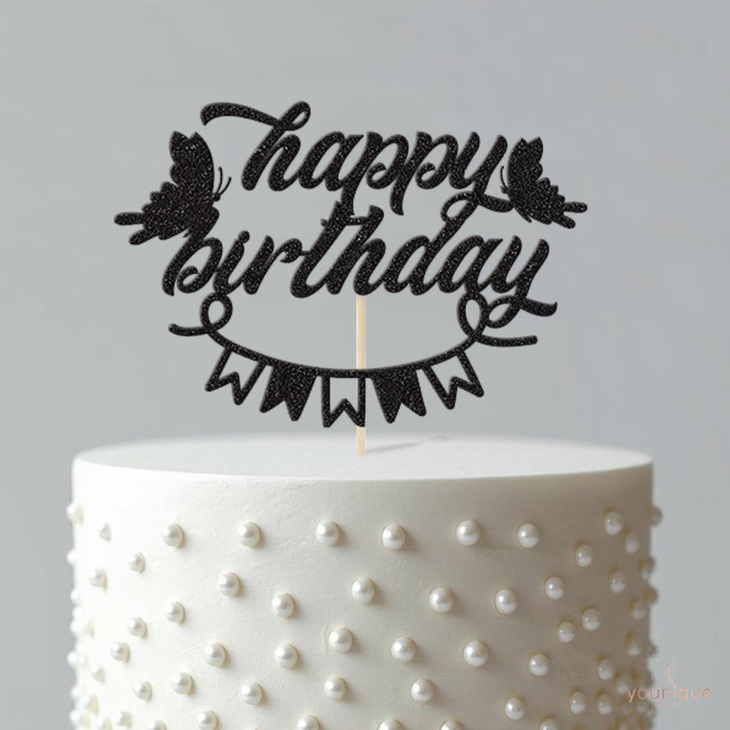 Happy Birthday Butterflies and Bunting Cake Topper - view 4