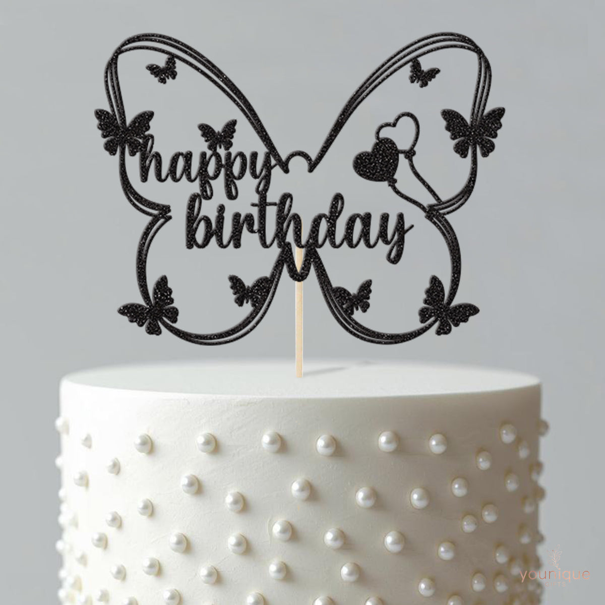 Happy Birthday Butterfly Outline Cake Topper - view 4
