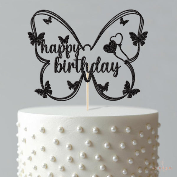 Happy Birthday Butterfly Outline Cake Topper - view 4