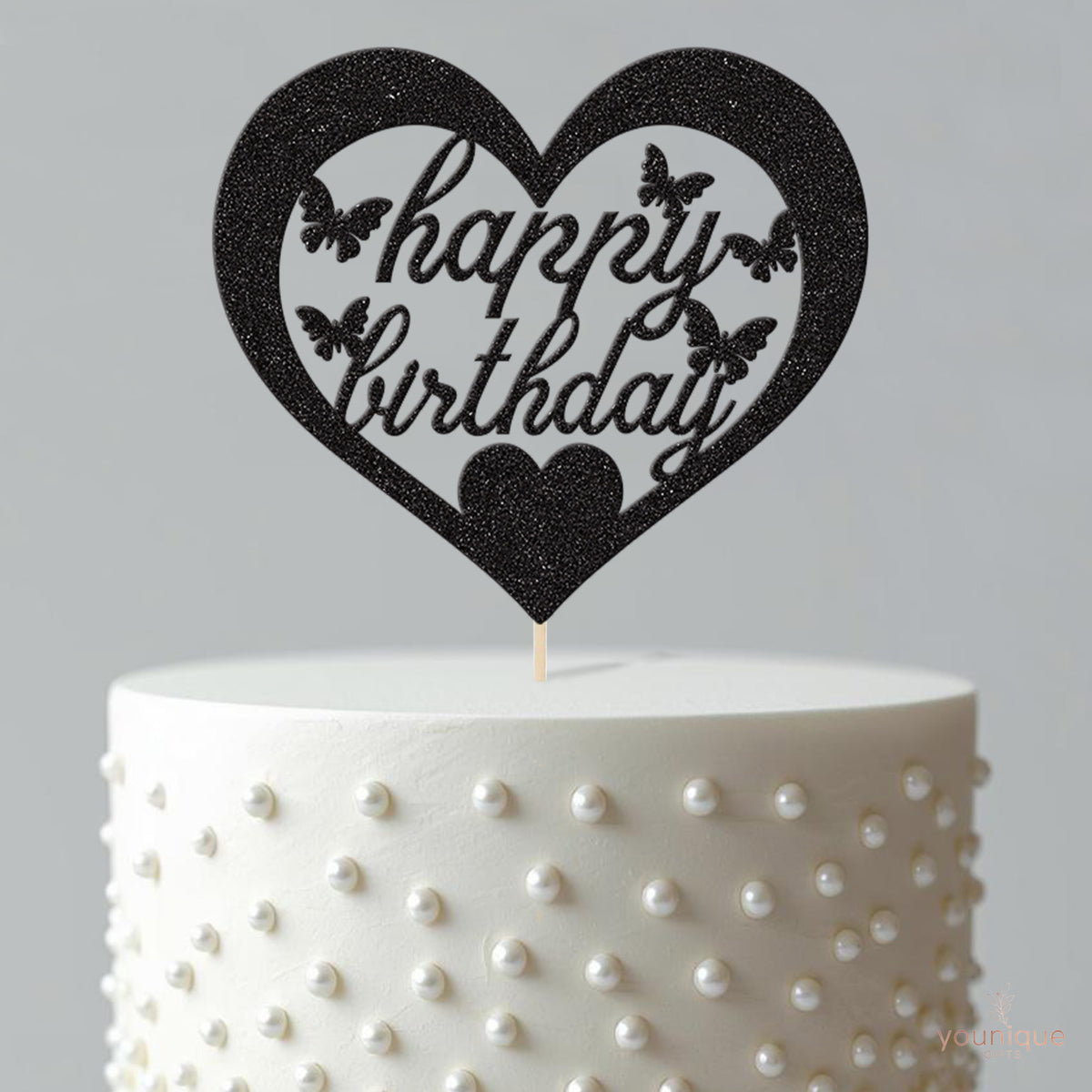 Happy Birthday Butterfly Heart Frame Cake Topper - view 4